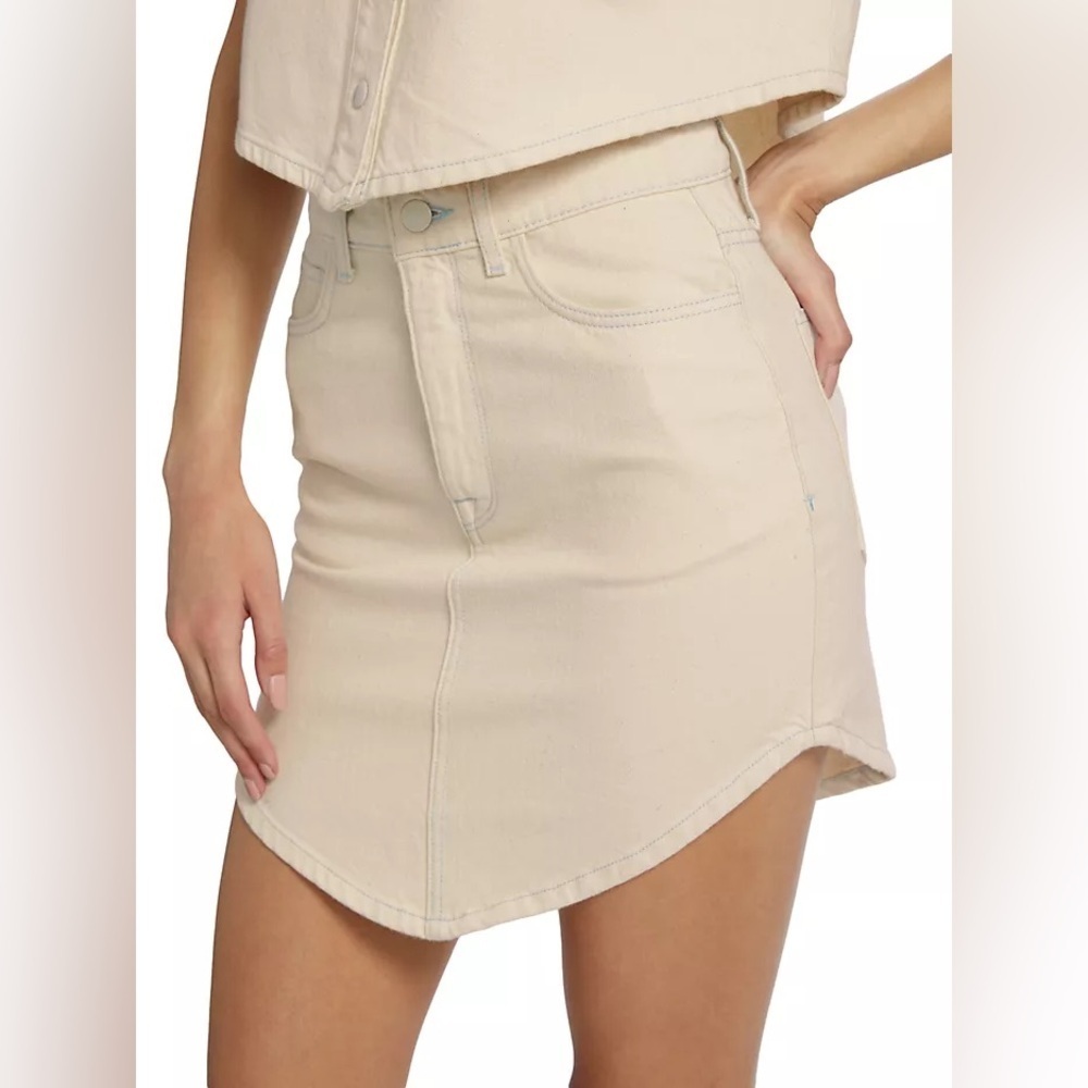 NWT - Triarchy Ms. Hart Denim Mini Skirt in Off White- Size 27 (US 4) - Picture 6 of 7